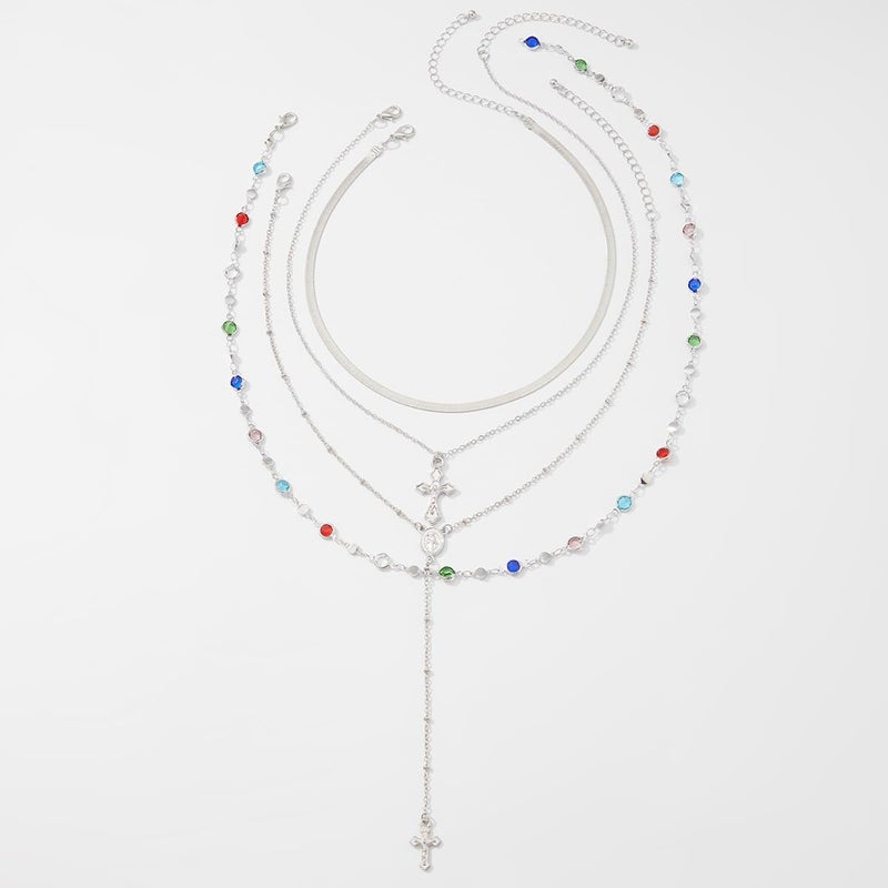 KURTCB Rhinestone Necklace for Women Boho Long Y Lariat Necklace Colorful Summer Beach Jewelry - Image 3